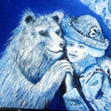 Blaue Teddybären  
Öl auf Holz  
14 x 14 cm