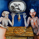 Treue Liebe  
Öl auf Holz  
30 x 20 cm