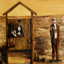 Graffiti auf dem Lande  
Öl auf Leinwand  
100 x 80 cm