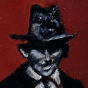 Franz Kafka und Gregor Samsa beim Gassi gehen  
Öl auf Holz  
15 x 10,4 cm